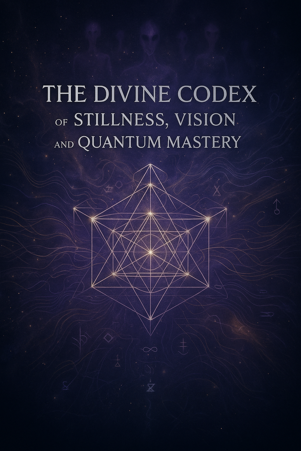 The Divine Codex spiritual awakening eBook cover featuring sacred geometry, Hermetic laws, and quantum manifestation teachings